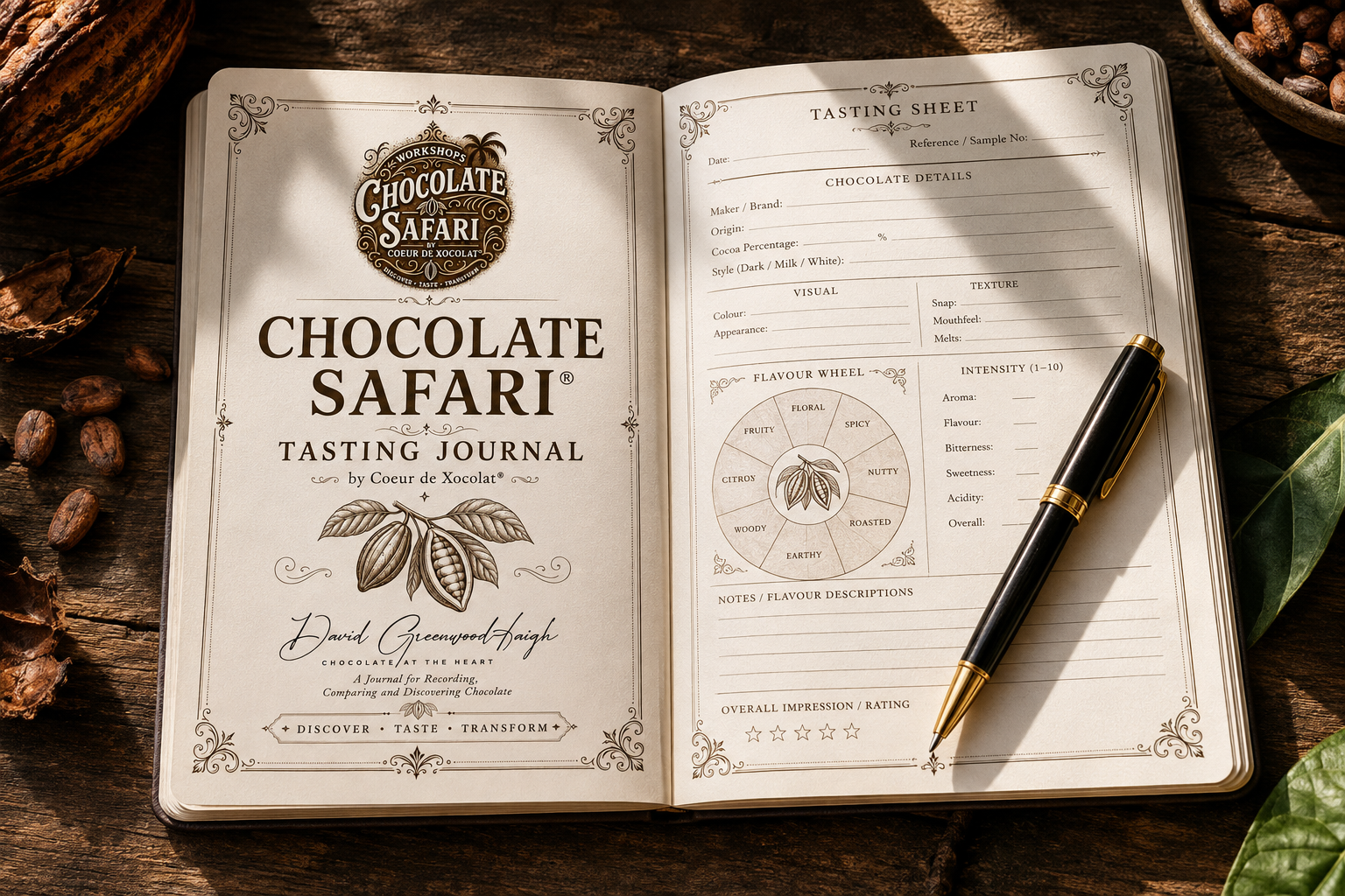 open taste note book